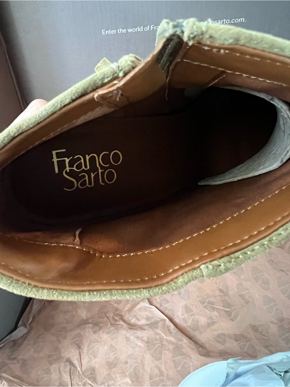 Franko Sarto- Josiah Green Suede Women's Ankle Boots - US 10 - Picture 6 of 9